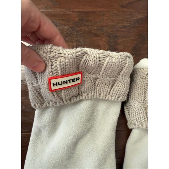 Hunter Cable Knit Cuff Beige Fleece Boot Liners Medium 5-7 - Picture 4 of 6